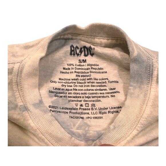 AC/DC Tye Dye Cropped Cotton Concert T-Shirt, size S/M - Picture 2 of 6